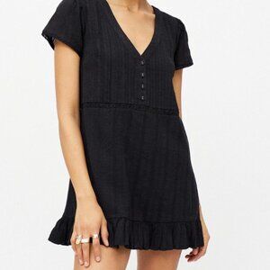 UO Bria Black Linen Mini Dress M
